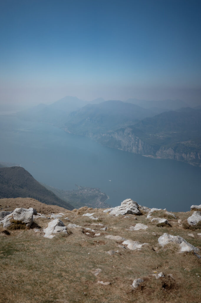 Panoramic Lake Garda view from Monte Baldo during a Malcesine elopement