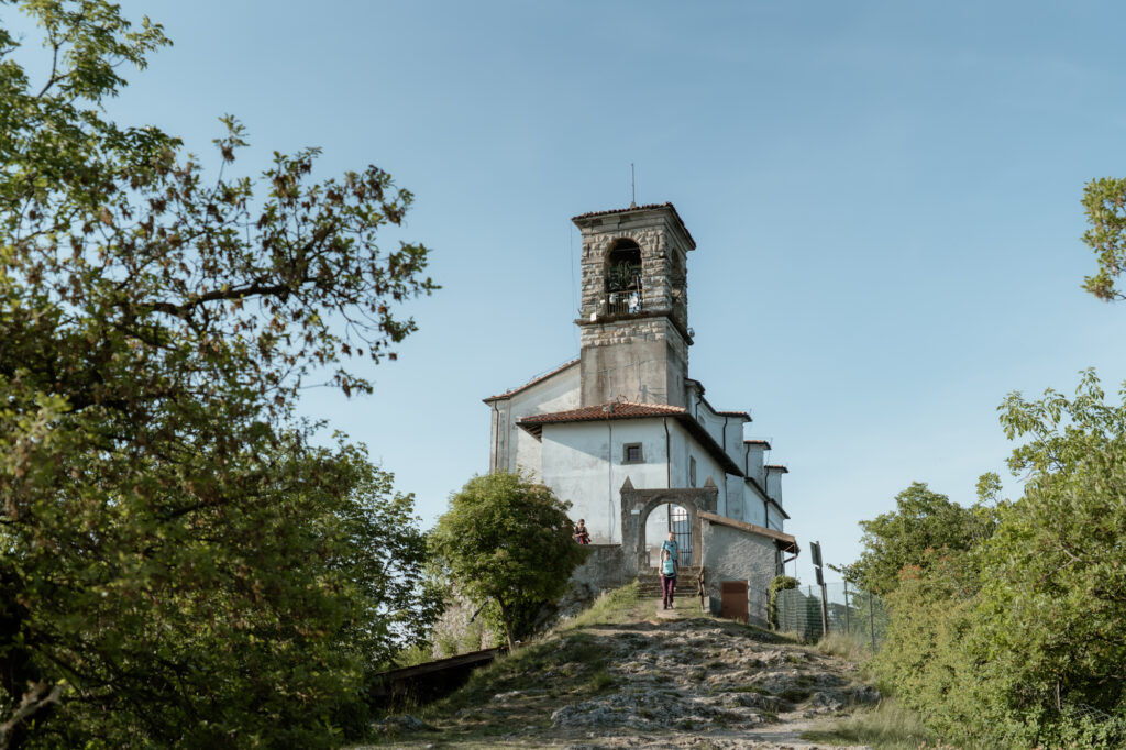Small church on Monte Isola during a Lake Iseo elopement day in Italy