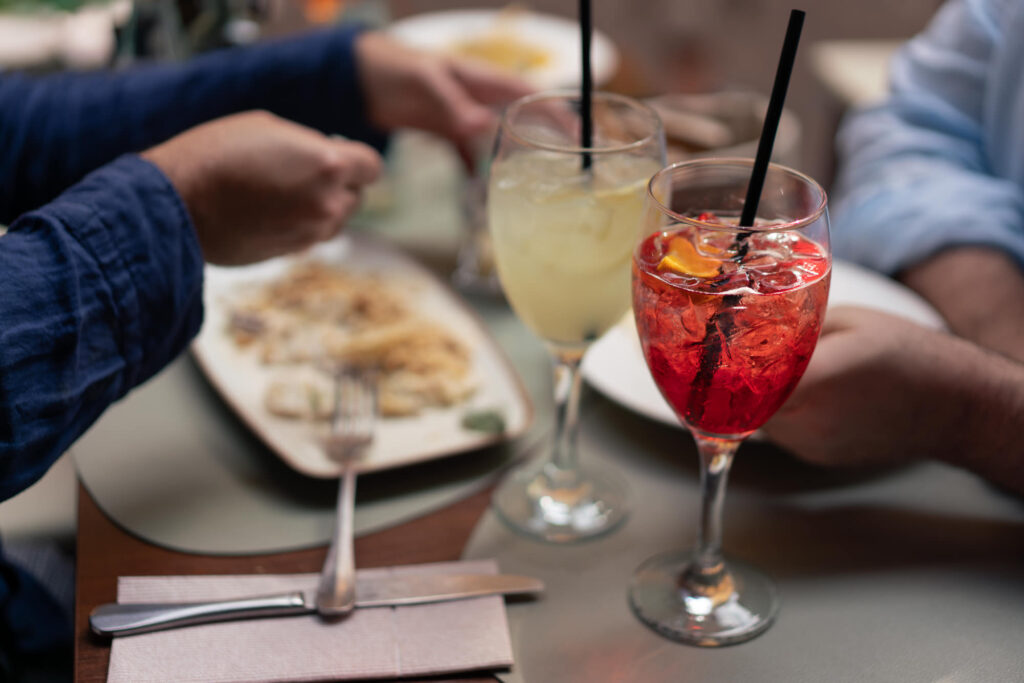 Aperitivo drinks and food during an elopement day in Riva del Garda